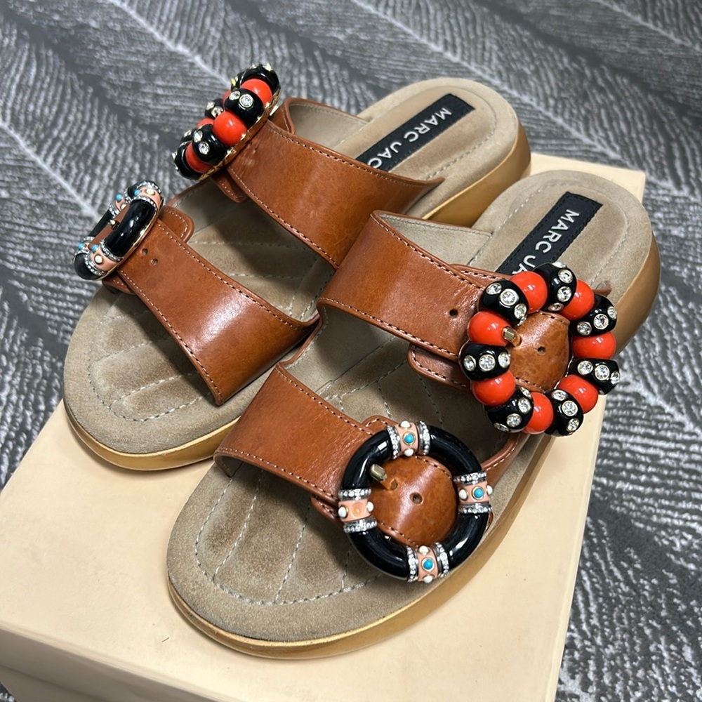 Marc Jacob embellished leather slides sandals